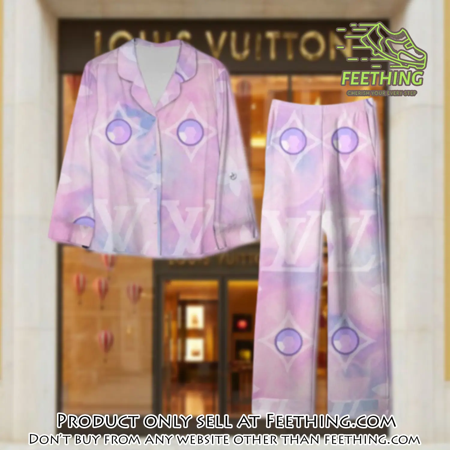 Trending luxury lv satin pajama set pjs1108 ft5908794